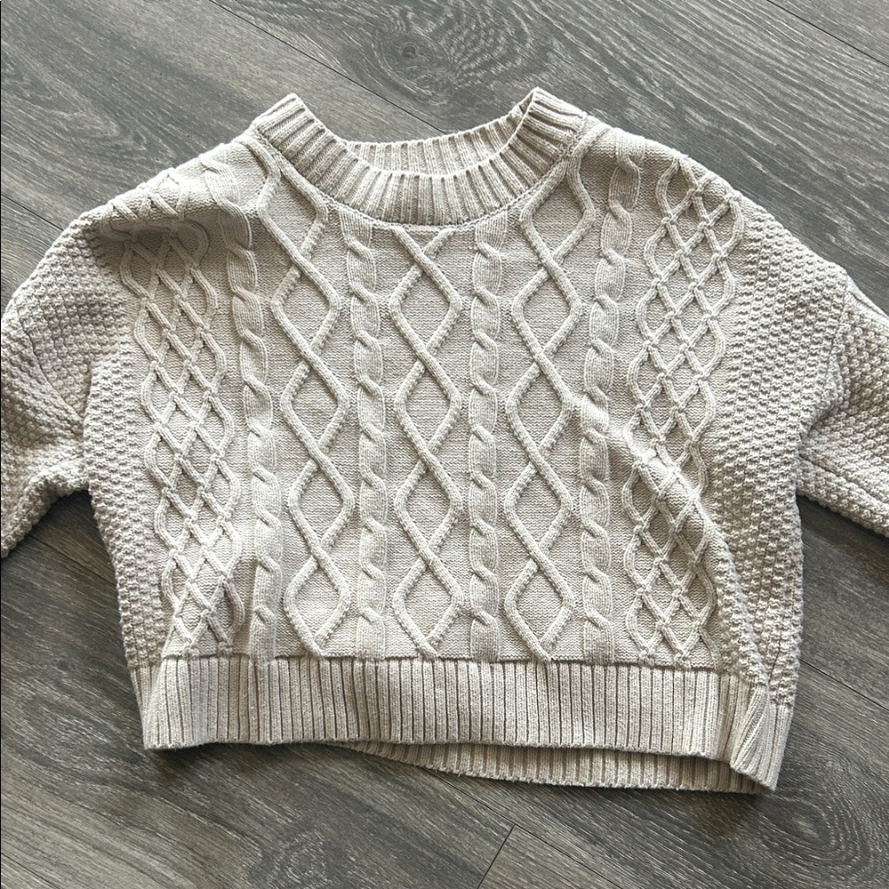 Hollister Cream Cable-Knit Crew Sweater